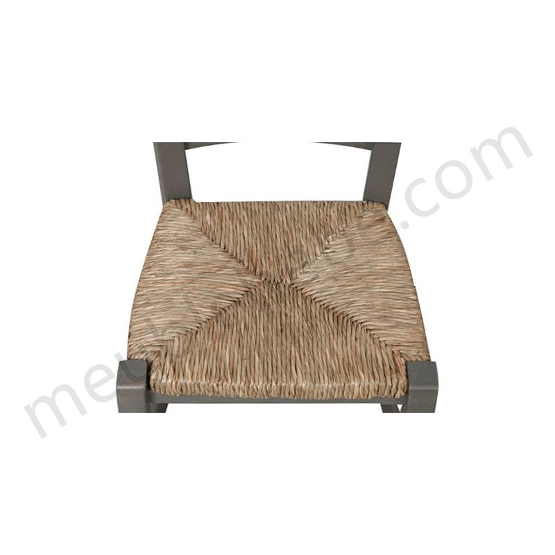 Chaise en hêtre massif finition laqué gris avec assise paille L30xPR29xH50 cm ventes - -4