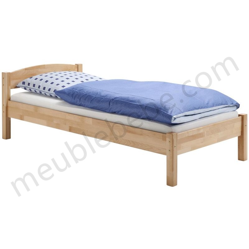 Lit simple lit enfant lit adulte cadre de lit 100 x 200 cm hêtre massif naturel ventes - -0