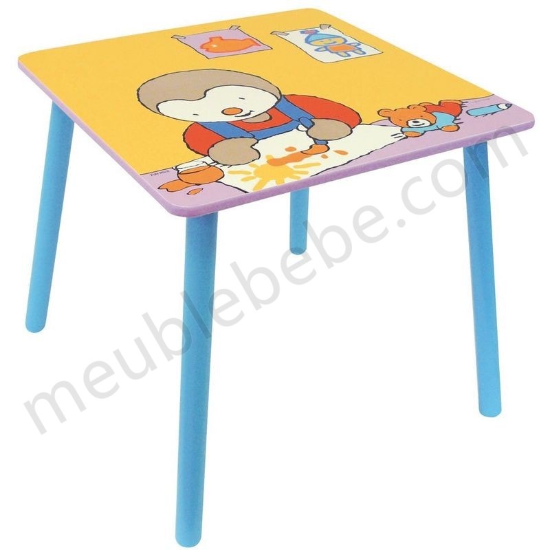 Table carrée bois T'choupi en solde - Table carrée bois T'choupi en solde