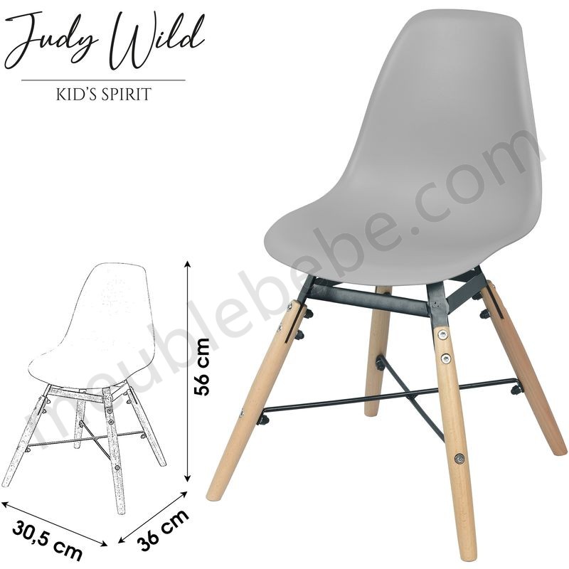 Chaise Grise pour enfant Judy Wild en solde - Chaise Grise pour enfant Judy Wild en solde