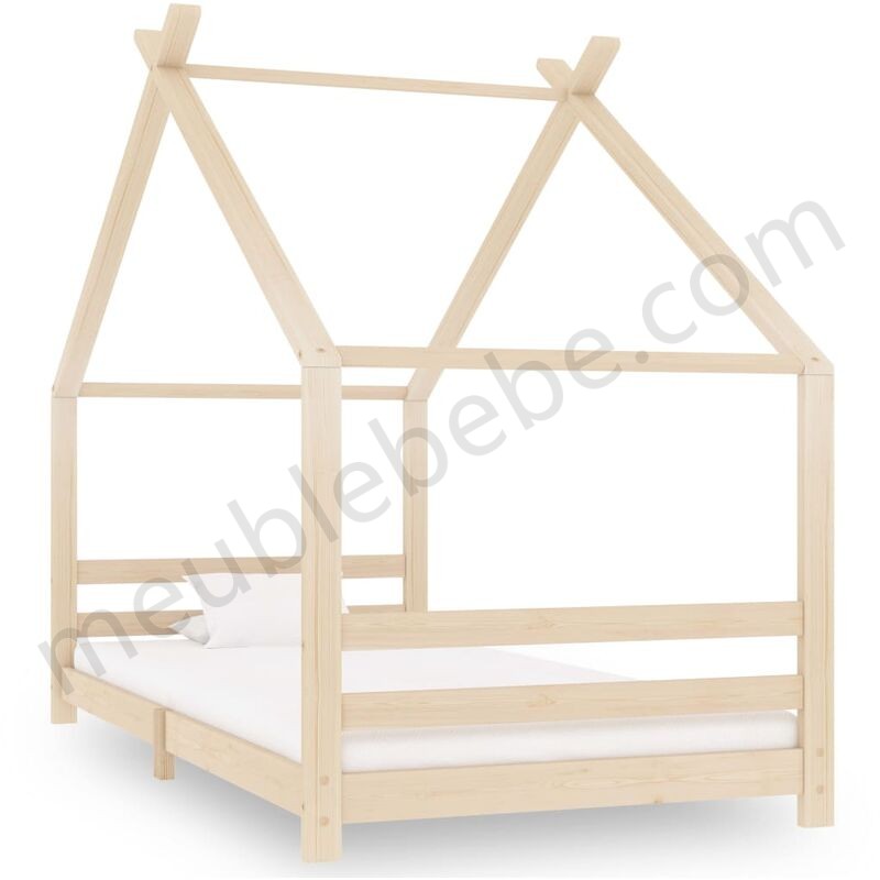 Cadre de lit d'enfant Bois de pin massif 90 x 200 cm en solde - Cadre de lit d'enfant Bois de pin massif 90 x 200 cm en solde