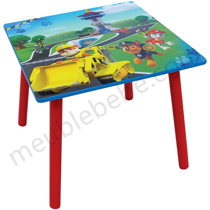 Table carrée Pat Patrouille en bois en solde - Table carrée Pat Patrouille en bois en solde