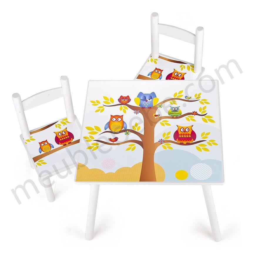 Table et 2 chaises enfant Hiboux en solde - Table et 2 chaises enfant Hiboux en solde