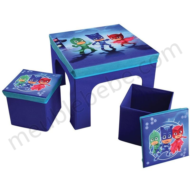 Table + 2 tabourets pliables pyjamasques bleu en solde - Table + 2 tabourets pliables pyjamasques bleu en solde