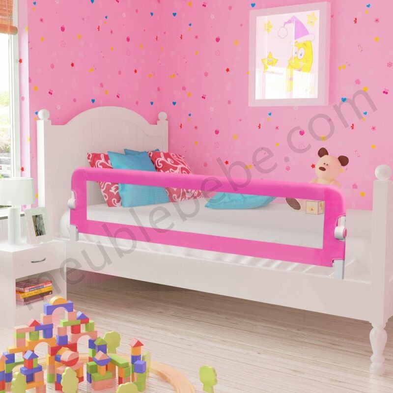 Hommoo Barrière de lit pour enfants 150 x 42 cm Rose HDV00026 en solde - Hommoo Barrière de lit pour enfants 150 x 42 cm Rose HDV00026 en solde