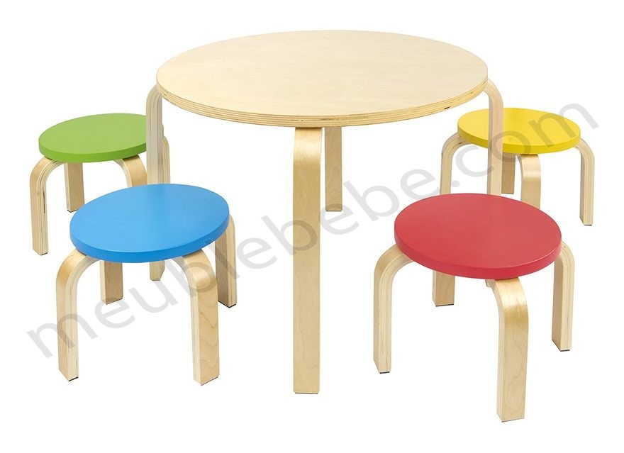 Table et 4 chaises enfant multicolore en solde - Table et 4 chaises enfant multicolore en solde