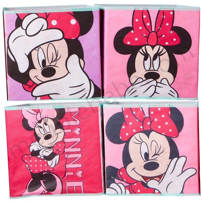 Lot de 4 cubes de rangement et décoratifs Minnie Mouse Disney 28 cm ventes - Lot de 4 cubes de rangement et décoratifs Minnie Mouse Disney 28 cm ventes