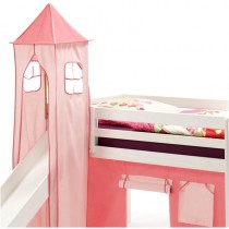 Donjon tour tente pour lit surélevé avec toboggan coton rose en solde