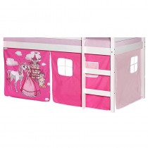 Lot de rideaux cabane pour lit surélevé superposé mi-hauteur mezzanine tissu coton motif princesse rose en solde