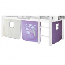 Rideaux pour lit superposé lit surélevé cabane tente coton motif princesse lilas et blanc ventes