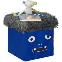 Tabouret pour enfant, siège pliant, avec espace de rangement, Design de monstre, HxLxP 32x32x32 cm, vert-bleu ventes
