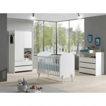 Chambre bébé scandinave pin massif blanc laqué Junior - Blanc ventes