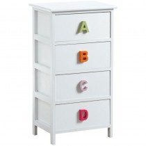 Commode chambre enfant alphabet 4 tiroirs - Blanc en solde