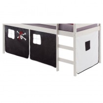 Rideaux pour lit superposé ou lit surélevé coton motif pirate noir et blanc en solde