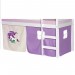 Lot de rideaux cabane pour lit surélevé superposé mi-hauteur mezzanine tissu coton motif licorne violet ventes - 0