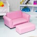 COSTWAY Canapé-lit enfant Sofa Enfant Canapé et Pouf 2 Places pour Enfant Bébé Rose en solde