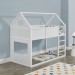 Lit Superposé Maison avec Échelle et Sommier Mezzanine pour Enfants Pin Naturel 209 x 99 x 175 cm Blanc ventes