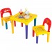 COSTWAY Table et Chaises pour Enfant en Plastique DIY ABC Alphabet Imprimé Table de Salle avec Créativité Meuble Jouet Ensemble de 1 Table + 2 Chaises Couleurs Vives en solde - 0