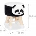 Tabouret enfant motifs animaux pouf 4 pieds assise rembourrée décoration amusant panda, noir blanc en solde - 3