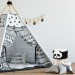 Tabouret enfant motifs animaux pouf 4 pieds assise rembourrée décoration amusant panda, noir blanc en solde - 4
