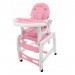 MSTORE | Chaise haute enfant/bébé 3en1 | 6 à 36 mois | Harnais de sécurité à 5 points | Table + chaise | Rose - Rose en solde