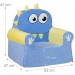 Fauteuil enfants, sofa moelleux pour garçons et filles, bébés, HlP 47x52x37 cm, choix de couleurs bleu / jaune en solde - 3