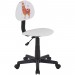 Chaise de bureau pour enfant ALPACA fauteuil pivotant sans accoudoirs hauteur réglable, en synthétique blanc avec motif lama en solde - 3