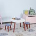 Ensemble table et chaises enfant - table ronde + 2 tabourets - motif étoilé - bois pin MDF bleu blanc en solde - 1