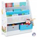 Etagère enfants, motif animaux, 2 boîtes, 2 compartiments, rangement jouets, bibliothèque 74x71x23 , coloré en solde