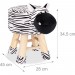 Tabouret enfant motifs animaux pouf 4 pieds assise rembourrée décoration amusant zebre, noir blanc en solde - 3