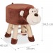 Tabouret enfant motifs animaux pouf 4 pieds assise rembourrée décoration amusant singe, marron en solde - 3