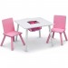 Table blanche avec rangement et deux chaises roses Signature Delta Children en solde