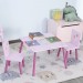 Ensemble table et chaises enfant design princesse motif château bois pin MDF rose en solde - 1