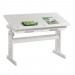 Bureau enfant écolier junior OLIVIA table à dessin réglable en hauteur et pupitre inclinable avec 2 tiroirs en pin massif blanc en solde
