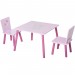 Ensemble table et chaises enfant design princesse motif château bois pin MDF rose en solde - 0