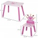 Ensemble table et chaises enfant design princesse motif couronne bois pin MDF rose en solde - 2