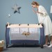 DazHom® Lit de bébé et lit de jeu à motif carlin bleu ventes - 3