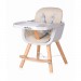JOYA | Chaise haute évolutive 2en1 bébé/enfant style scandinave | Pieds bois + Siège en simili-cuir lavable + Repose pieds | Beige - Beige en solde - 1