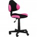 Chaise de bureau pour enfant ALONDRA fauteuil pivotant avec hauteur réglable, revêtement en mesh noir/rose en solde