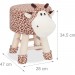 Tabouret enfant motifs animaux pouf 4 pieds assise rembourrée décoration amusant girafe, marron en solde - 3