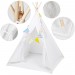 DazHom®120 * 120 * 150cm blanc avec tapis de sol + drapeaux colorés tente en coton pour enfants + pin en solde