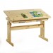 Bureau enfant écolier junior OLIVIA table à dessin réglable en hauteur et pupitre inclinable avec 2 tiroirs en pin massif vernis nat en solde