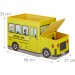Tabouret Coffre à jouets boîte à jouets couvercle pouf enfant pliable bus école jaune voiture 50 litres en solde - 3