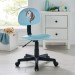 Chaise de bureau pour enfant UNICORN fauteuil pivotant sans accoudoirs hauteur réglable en synthétique bleu clair avec motif licorne en solde - 1