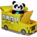 Tabouret Coffre à jouets boîte à jouets couvercle pouf enfant pliable bus école jaune voiture 50 litres en solde - 0