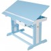 Bureau enfant meuble chambre bleu plateau inclinable - Bleu en solde - 1