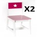 Lot de 2 Chaises pour enfants en bois rose et blanche, L 28 x P 37 x H 56 cm ventes - 0