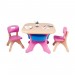 COSTWAY Ensemble Table et Chaises pour Enfant, Inclus 1 Table et 2 Chaises, Matériau Ecologique, Forte Capacité de Charge en solde
