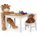 Table enfants avec 2 chaises, Ensemble Meubles enfants intérieur, jeu de 3 pièces,robustes, MDF,blanc/nature en solde