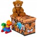 Caisse à jouets pliant, Motif, boîte de rangement avec espace & couvercle, rembourré, 27x40x25 cm, orange ventes